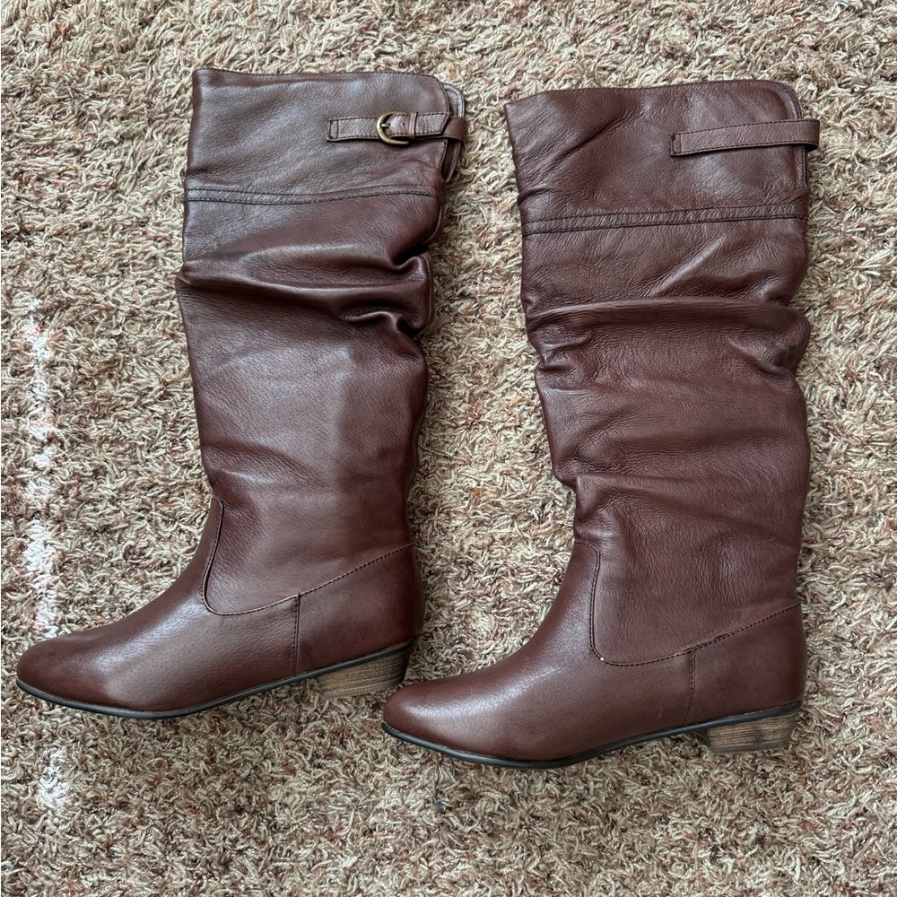 Steve Madden Craave tan leather slouchy boots. Women size 8. Brand New.